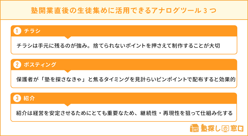 塾開業直後の生徒集めに活用できるアナログツール3つ