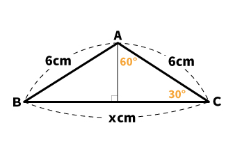 直角のない三角形を与えられ、辺の長さを求めさせる問題＜その2＞