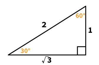 辺の比が1：2：√3で表される三角形