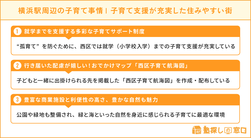 横浜駅周辺の子育て事情・行き届いた子育て支援が嬉しい、住みやすい街