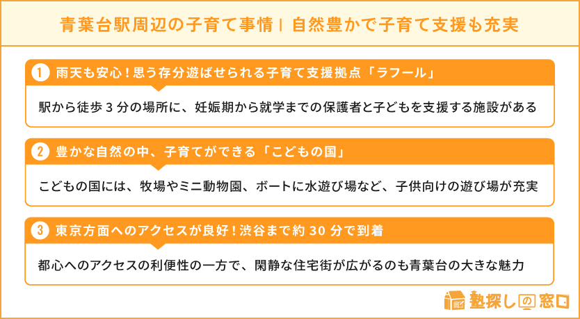 青葉台駅周辺の子育て事情・自然豊かで子育て支援も充実!ファミリーから人気の街